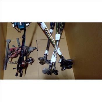Pallet With Golf Clubs, Fishing Rods & More, 10+ Pieces
