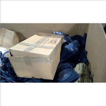 Pallet With Radio Equipment, Face Shields & Other Police Surplus, 30+ Pieces
