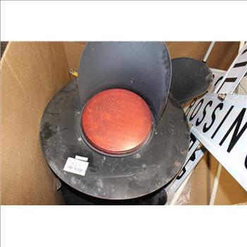 Pallet With Railroad Crossing Signage & Lights, 5 Pieces