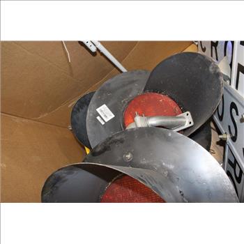 Pallet With Railroad Crossing Signage & Lights, 5 Pieces