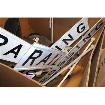 Pallet With Railroad Crossing Signage & Lights, 5 Pieces