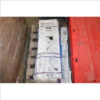 Pallet With Shingles And Red Tote, 5 Pieces