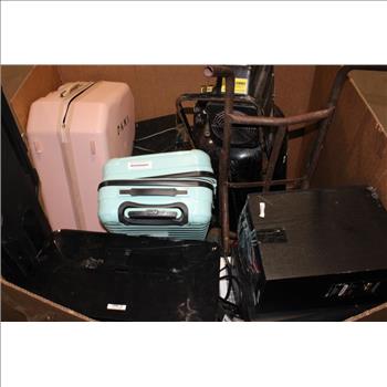 Pallet With Suitcases, Air Compressor & More, 8+ Pieces
