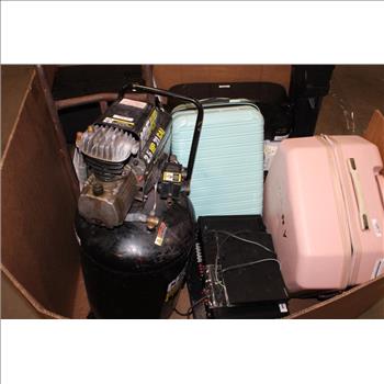 Pallet With Suitcases, Air Compressor & More, 8+ Pieces