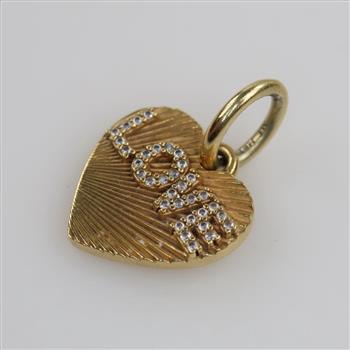 Pandora 14kt GP Engravable Love Heart Dangle Charm