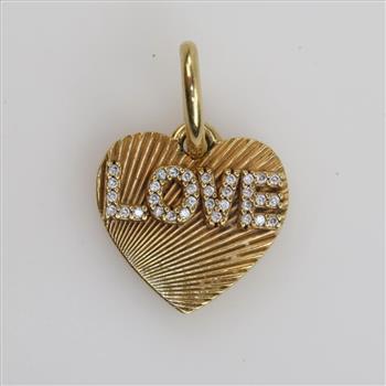 Pandora 14kt GP Engravable Love Heart Dangle Charm