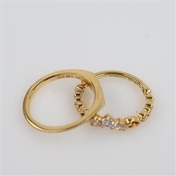 Pandora 14kt GP Rings, 2 Pieces