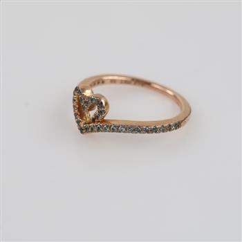 Pandora 14kt Rose Gold Plated Clear Stone Sparkling Wishbone Heart Ring