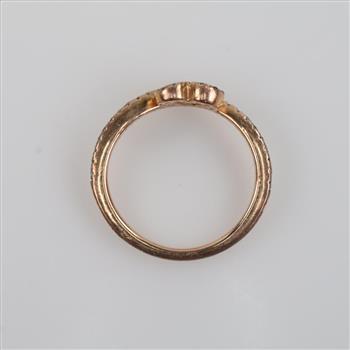 Pandora 14kt Rose Gold Plated Clear Stone Sparkling Wishbone Heart Ring