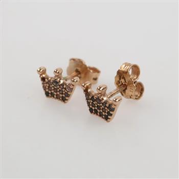 Pandora 14kt Rose GP Enchanted Crown Stud Earrings