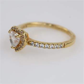 Pandora Elevated Heart Ring Silver & GP Clear Stones