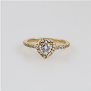 Pandora Elevated Heart Ring Silver & GP Clear Stones