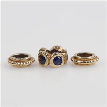 Pandora Gold Over Silver Charms, 3 Pieces