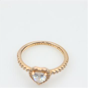 Pandora Gold Plated Sparkling Elevated Heart Ring