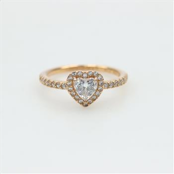 Pandora Gold Plated Sparkling Elevated Heart Ring