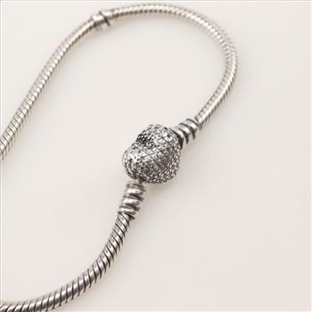 Pandora Moments Sparkling Heart Clasp Sterling Silver Bracelet