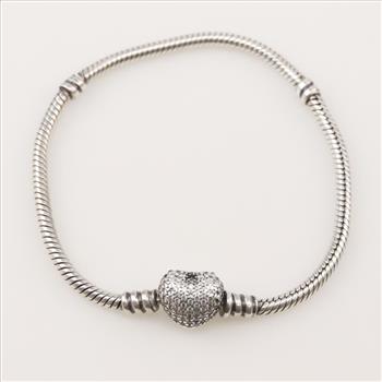 Pandora Moments Sparkling Heart Clasp Sterling Silver Bracelet
