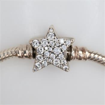 Pandora Moments Sterling Silver Asymmetric Star Clasp Snake Chain Bracelet