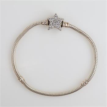 Pandora Moments Sterling Silver Asymmetric Star Clasp Snake Chain Bracelet