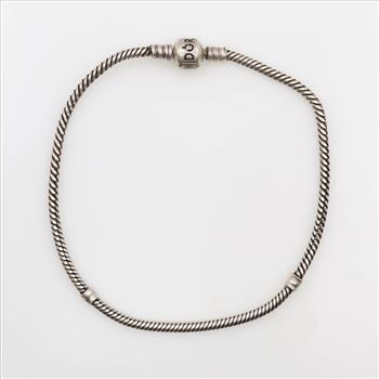 Pandora Moments Sterling Silver Barrel Clasp Snake Chain Bracelet