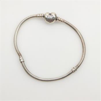 Pandora Moments Sterling Silver Heart Clasp Snake Chain Bracelet