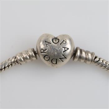 Pandora Moments Sterling Silver Heart & Snake Chain Bracelet