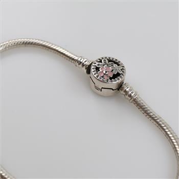 Pandora Moments Sterling Silver Poetic Blooms Snake Chain Bracelet