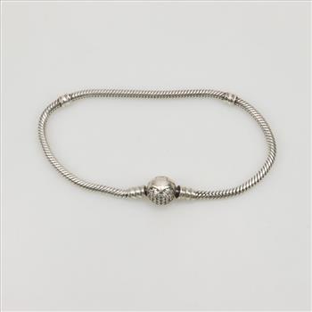 Pandora Moments Sterling Silver Sparkling Heart Clasp Bracelet