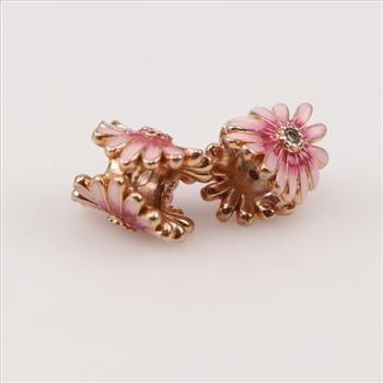 Pandora Rose Gp Pink Daisy Flower Charm With Clear Stone