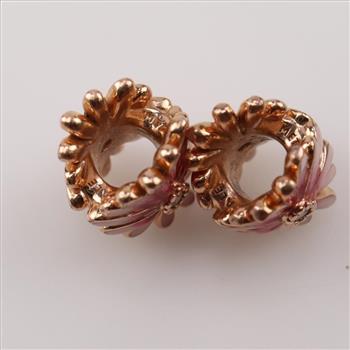 Pandora Rose Gp Pink Daisy Flower Charm With Clear Stone