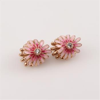 Pandora Rose Gp Pink Daisy Flower Charm With Clear Stone