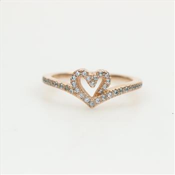 Pandora Rose GP Sparkling Wishbone Heart Ring
