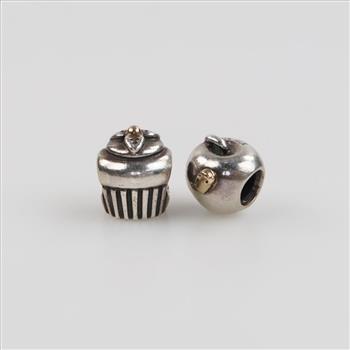 Pandora Silver And Gold Accent Charms, 2 Charms