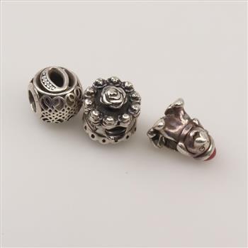 Pandora Silver Charms, 3 Pieces