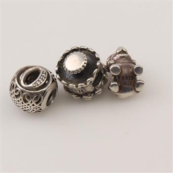 Pandora Silver Charms, 3 Pieces
