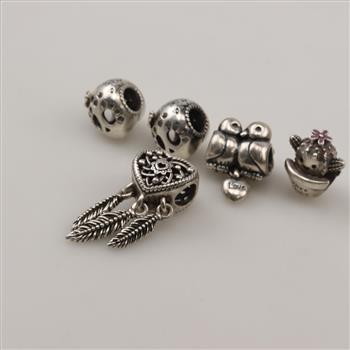 Pandora Silver Charms, 5 Pieces
