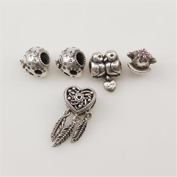 Pandora Silver Charms, 5 Pieces