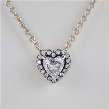 Pandora Silver Elevated Heart Necklace