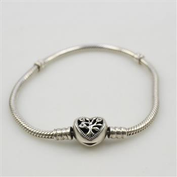 Pandora Silver 'Family Tree' Heart Clasp Bracelet