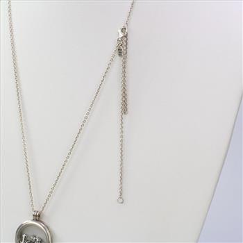 Pandora Silver Floating Locket Necklace With 5 Charms, 20.10g