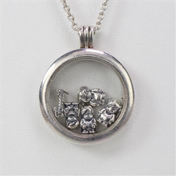 Pandora Silver Floating Locket Necklace With 5 Charms, 20.10g