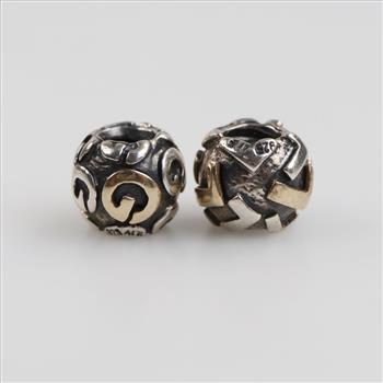 Pandora Silver, Gold Accent Charms, 2 Pieces