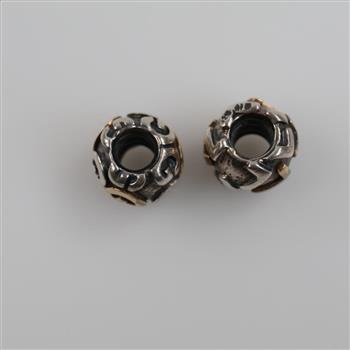 Pandora Silver, Gold Accent Charms, 2 Pieces