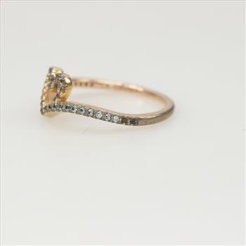 Pandora Silver GP Clear Stone Sparkling Wishbone Heart Ring