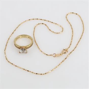 Pandora Silver GP Ring and Fashion Necklace , 2 Pieces