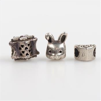Pandora Silver Jewelry Charm, 3 Pieces