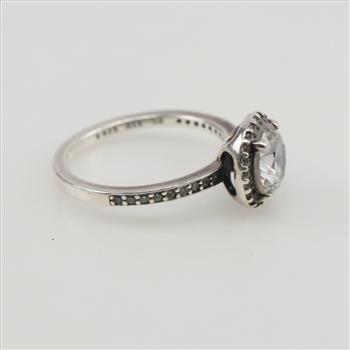 Pandora Silver Round Sparkle Halo Ring
