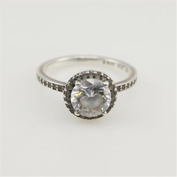 Pandora Silver Round Sparkle Halo Ring