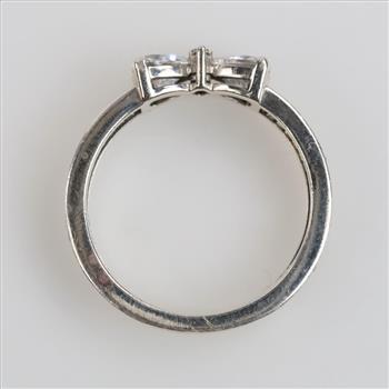 Pandora Silver Sparkling Bow Double-row Ring