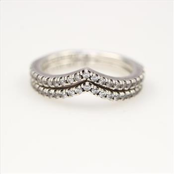 Pandora Silver Sparkling Wishbone Ring | Property Room